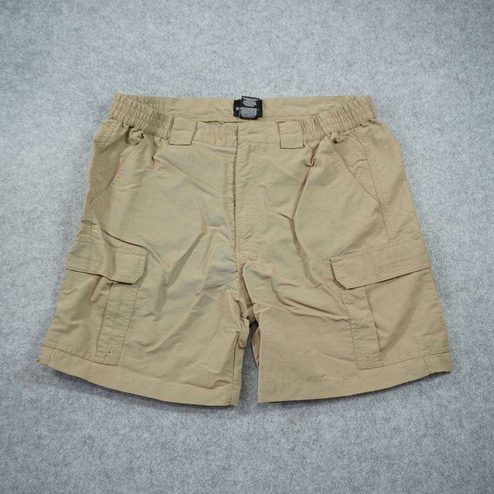 Realtree Fishing Men's Size Large Cargo Shorts Tan‎ Khaki Nylon Elastic Waist